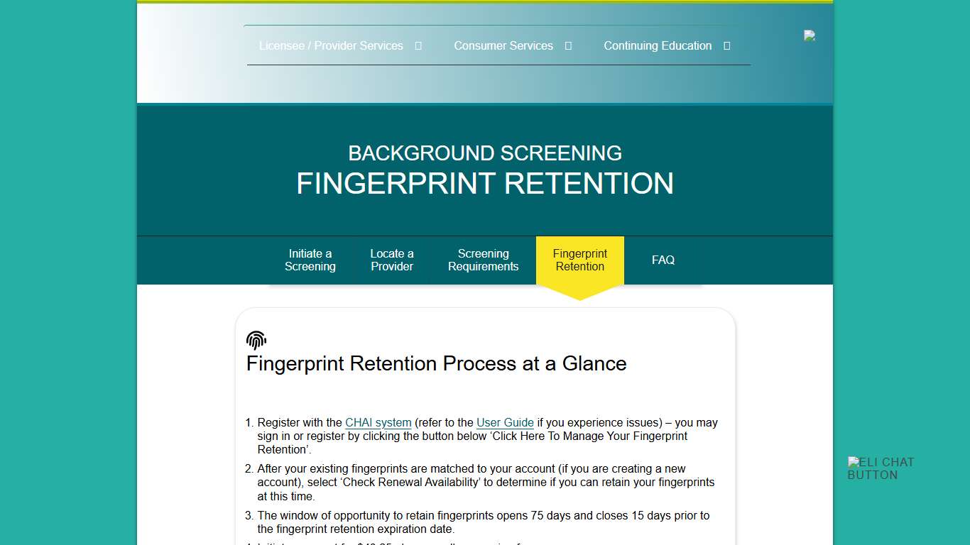Fingerprint Retention - FL HealthSource • Health Care Resources for Consumers & Providers